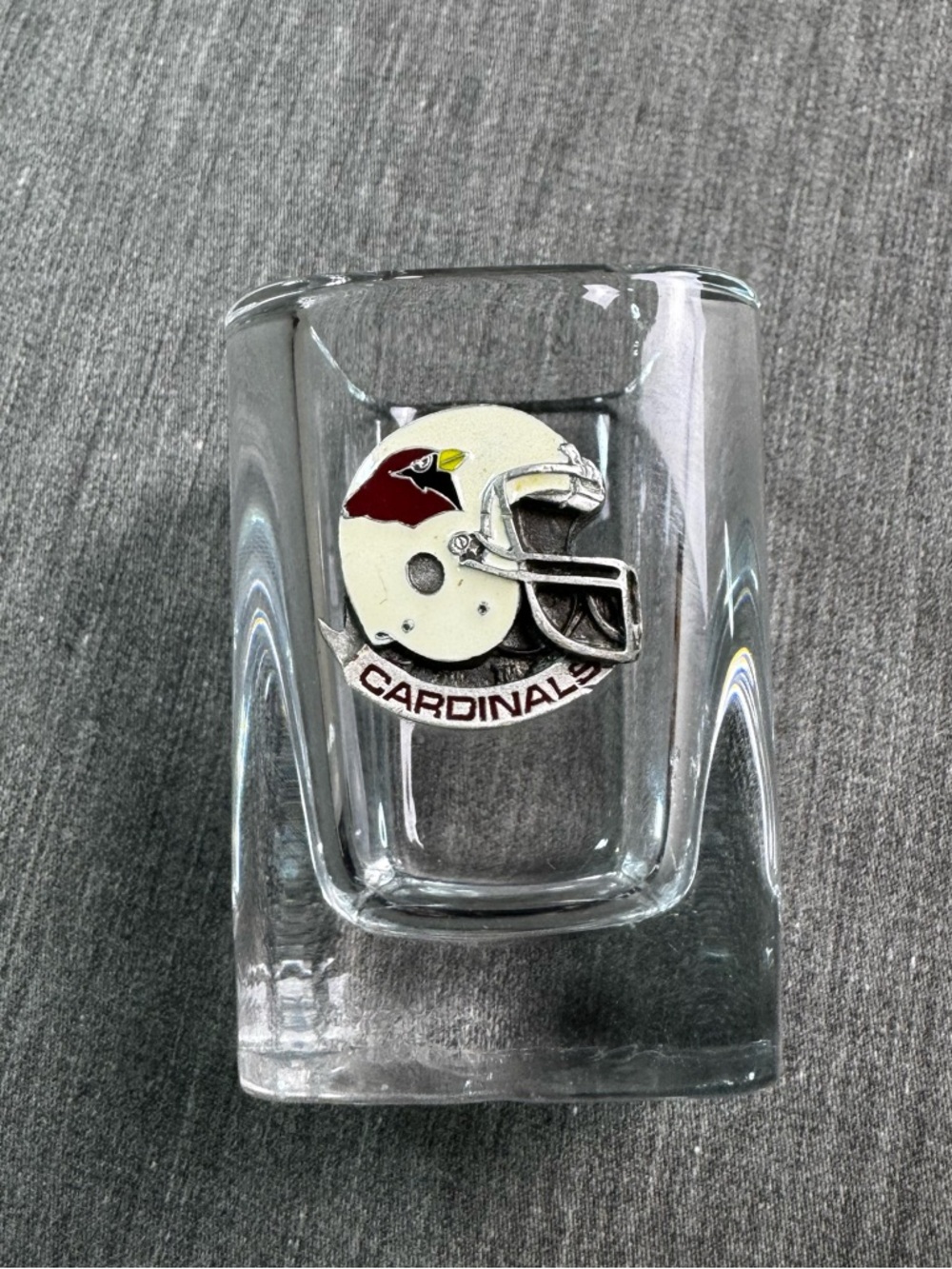 NFL Arizona Cardinals Pewter Logo Helmet 2 Fl Oz 2.5 in Clear Square Shot Glass